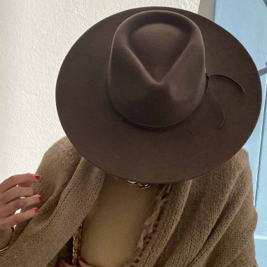 Chapeau fedora en feutre de laine brun Petra - Raceu Hats