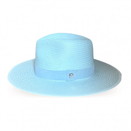 Sombrero de Paja Florida Baby Blue - Estilo Fedora - Raceu Hats