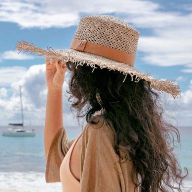 Chapeau de canotier pour femme avec bord effiloché, idéal pour l'été - Raceu Hats