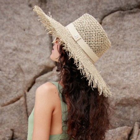 Coral Wide Brimmed Frayed Hat for Women - Summer Hats - Raceu Hats