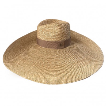 Women's Fedora Hat Extra Large Wide Brim with Brown Ribbon - Raceu