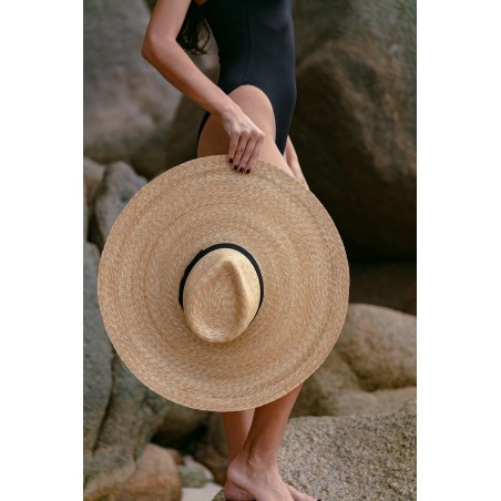 Sombrero Fedora Mujer Ala Ancha Extragrande con Cinta Negra - Raceu Hats