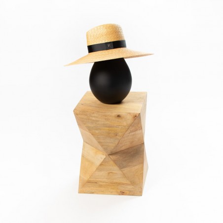 Chapeau paille avec ruban noir attachable dans le dos - Phyto bronz plus -  Label Emmaüs