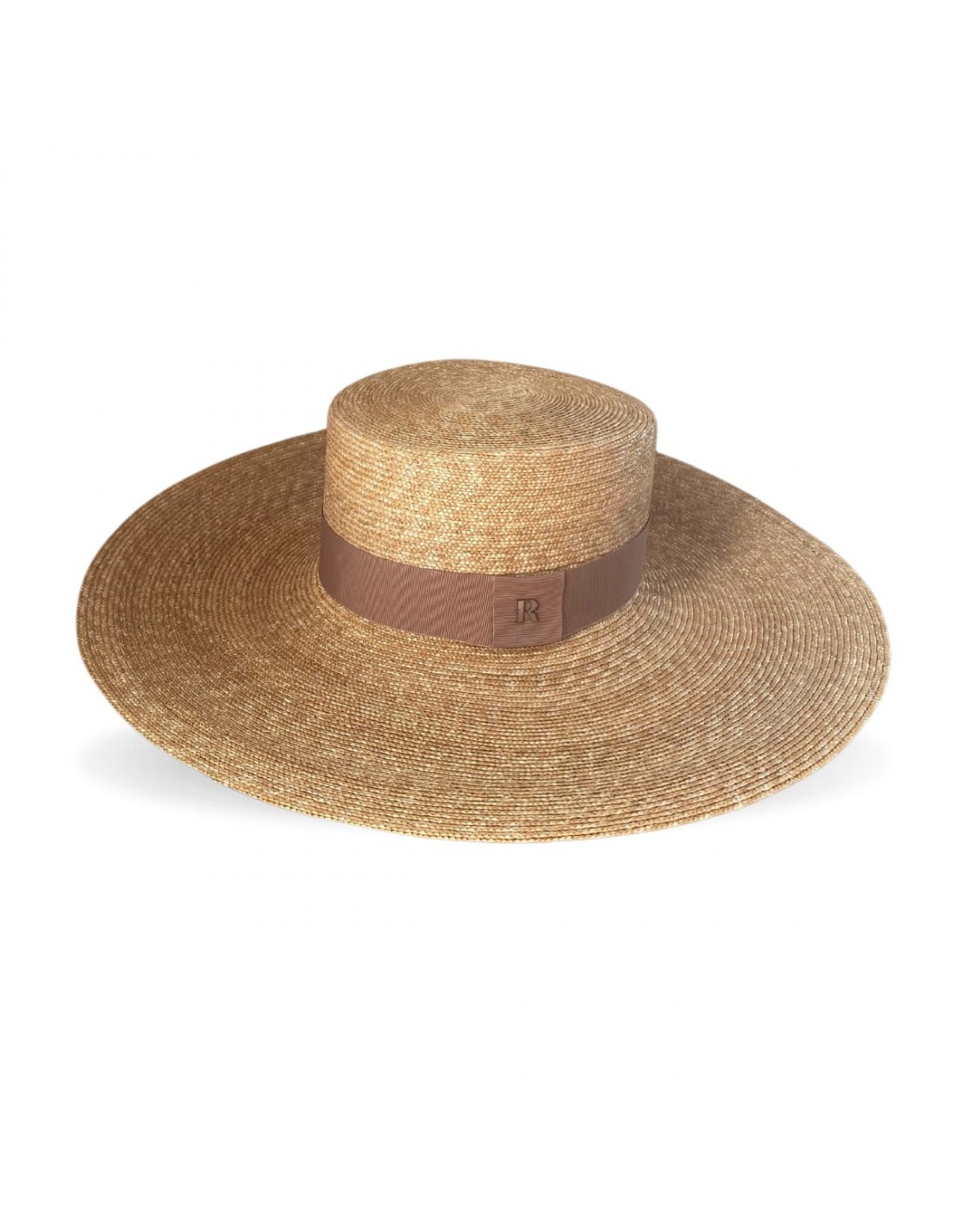 Riviere Large Brim Canotier with Brown Ribbon