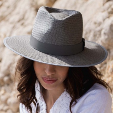 Cappello di paglia Florida Grigio - Stile Fedora - Cappello di paglia - Stile Fedora Raceu Hats