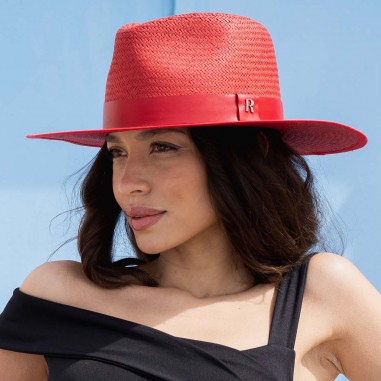 Sombrero de Paja Florida Rojo - Estilo Fedora - Raceu Hats