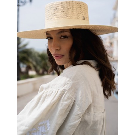 Sombrero Canotier Mujer de Ala Ancha color Natural - Paraíso - Raceu Hats