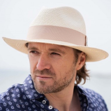 Chapeau de Panama pour homme Cuenca naturel avec ruban beige - Raceu Hats