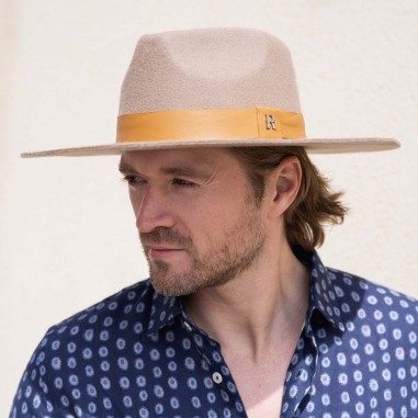 Cappello Fedora da uomo in feltro di lana color taupe Denver - Raceu Hats