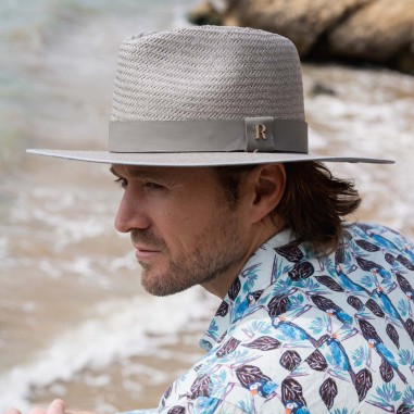 Cappello di paglia da uomo in colore grigio Florida - Stile Fedora - Raceu Hats
