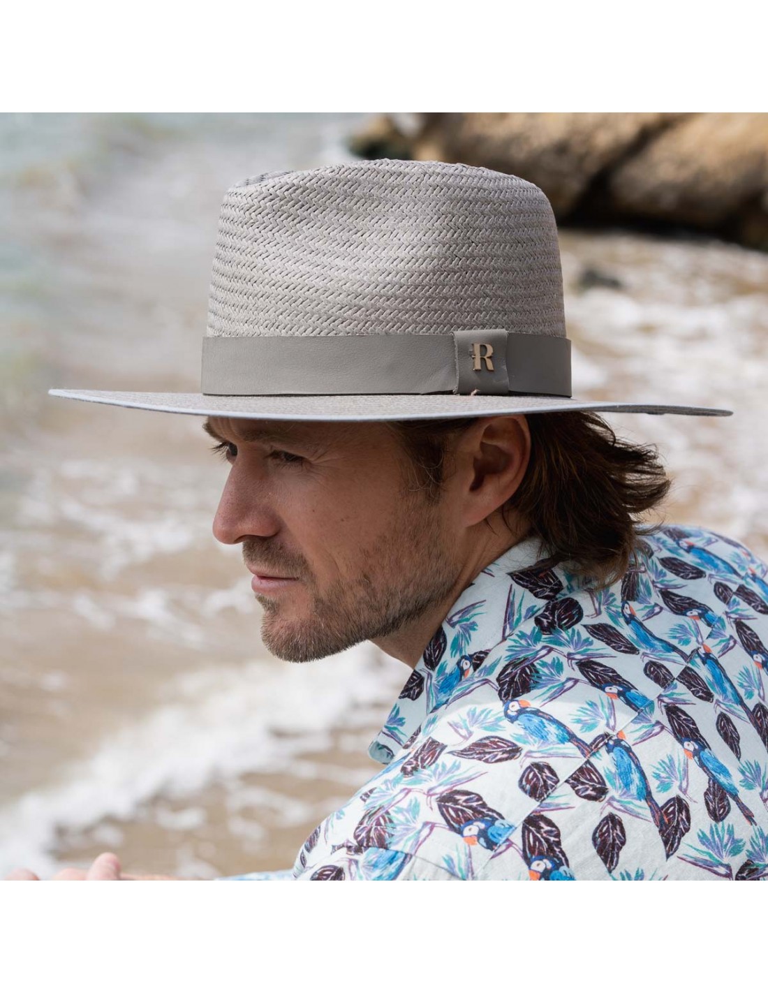 Shop Straw Hat Florida Grey - Fedora Style for Men - Raceu Hats Online