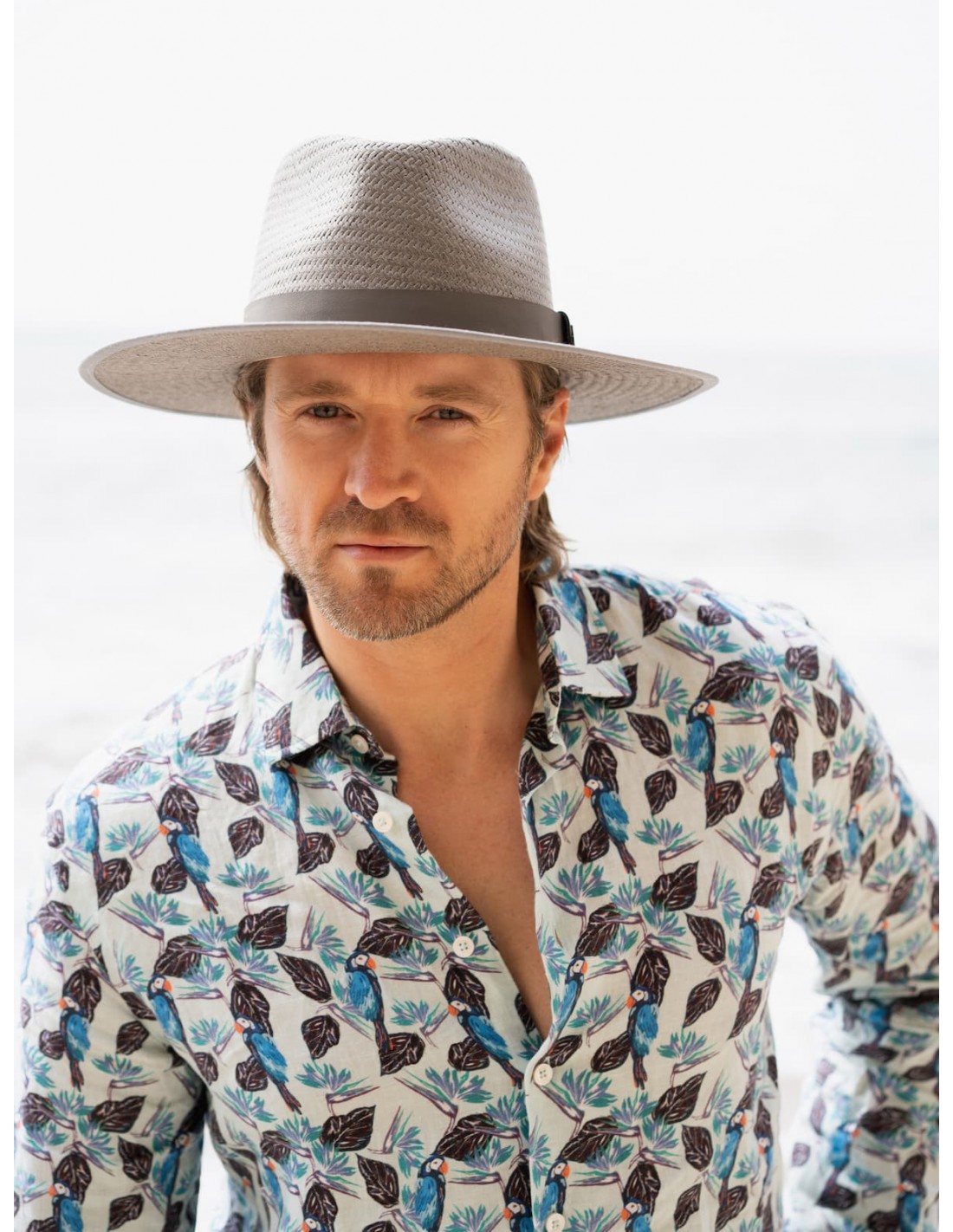 Straw Hat Florida Grey - Fedora Style for Men