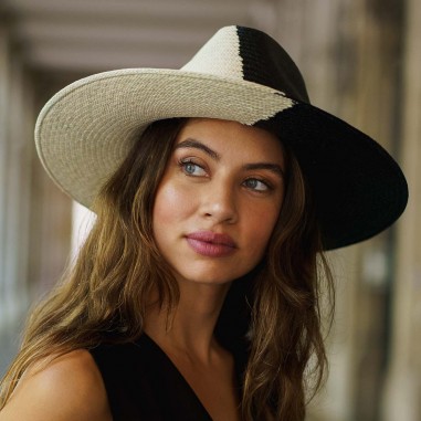 Cappello Panama Bicolore Naturale/Nero TAO - Cappelli da donna - - Raceu Hats