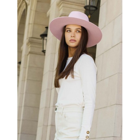 Chapeau Fedora en laine feutrée rose - Rose Raceu Hats