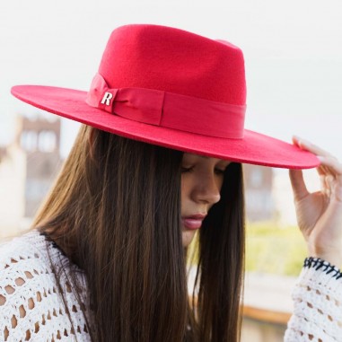 Damen Fedora Hut aus Wollfilz Farbe Rot Made in Spain - Made in Spain Raceu Hats