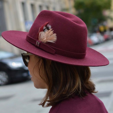 Burgundy Salter Fedora Hat for Women in Wool Felt