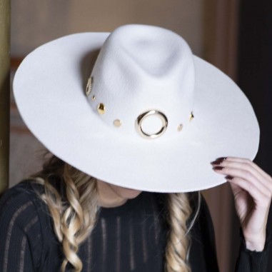 Elegante Sombrero Fedora Mujer de Ala Ancha en Fielto de Lana Color Blanco Roto - Raceu Hats