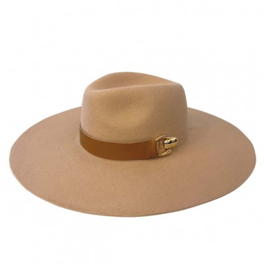 Women's Wide Brim Wool Felt Cappuccino Hat - Boston - Felt Brim Hats