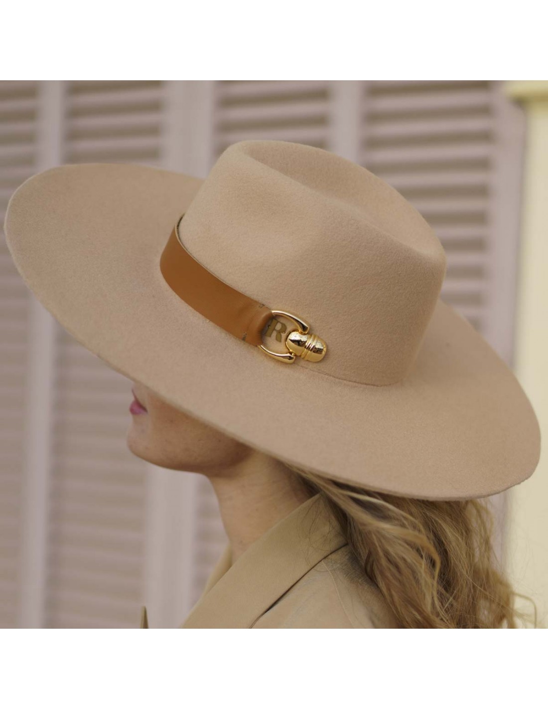 Shop Women's Wide Brim Wool Felt Cappuccino Hat - Boston - Raceu Hats