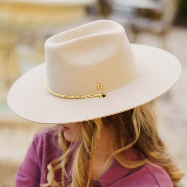 Sombrero Cowboy Mujer Beige Cadena Dorada Aspen - Sombreros de Fieltro - Raceu Hats