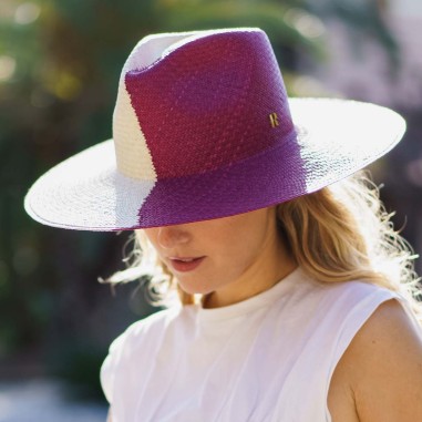Sombrero Panamá Bicolor Natural/Morado TAO - Sombreros Mujer - Raceu Hats