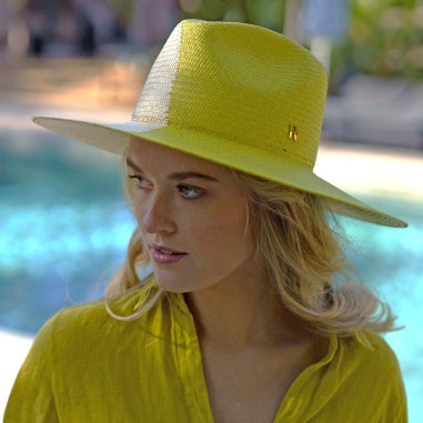 Cappello Panama Bicolore Naturale/Pistachio TAO - Cappelli da donna - Raceu Hats