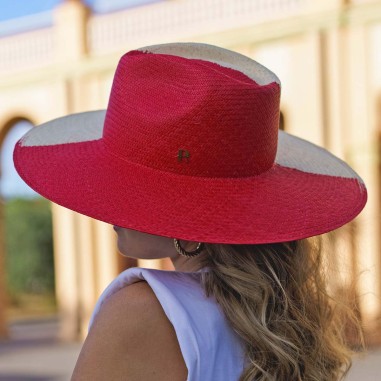 Chapéu Panamá Bicolor Natural/Raspberry TAO - Chapéus de Mulher - Raceu Hats