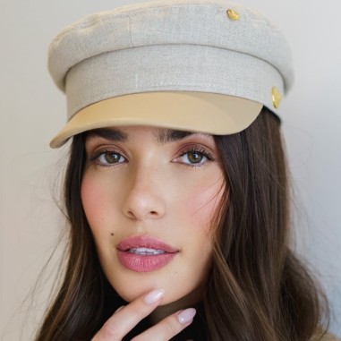 GREEK Linen and Leather Sailor Cap Ana Moya Collection