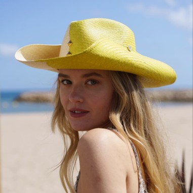 Bicolor Natural & Pistachio Cowboy Panama Hat MIAMI Raceu Hats