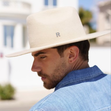 Chapéu Cowboy Masculino em Feltro de Lã Rígido cor Bege - Chapéu de Vaqueiro para Homem - Raceu Hats