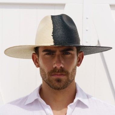 Men's Panama Hat Bicolor Natural/Black TAO - Raceu Hats