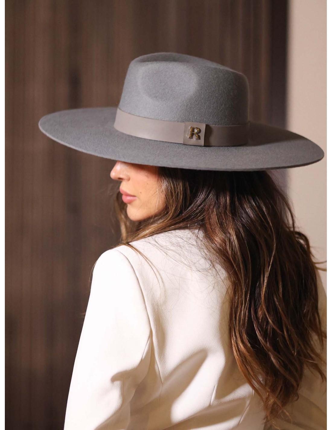 Chapeau femme bord large laine grise et noir - Hatsquality