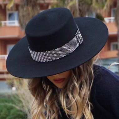 Wide Brim Canotier Hat in 100% Wool Felt Made in Spain - Raceu Hats