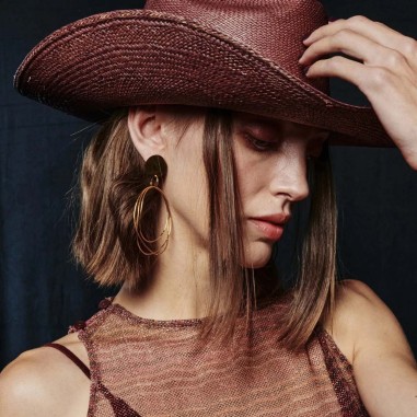 Cappello da Cowboy per Donna in Paglia di Toquilla Panama Marrone - Raceu Hats