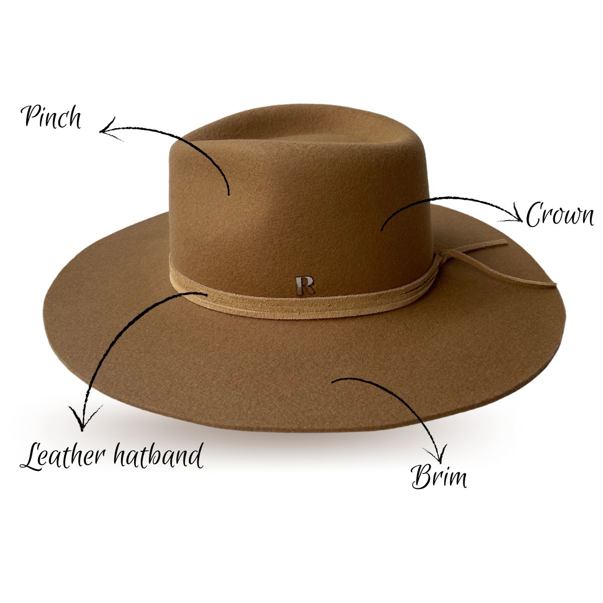 Caramel Wool Felt Fedora Hat - Crown and Brim rigid - Raceu Hats