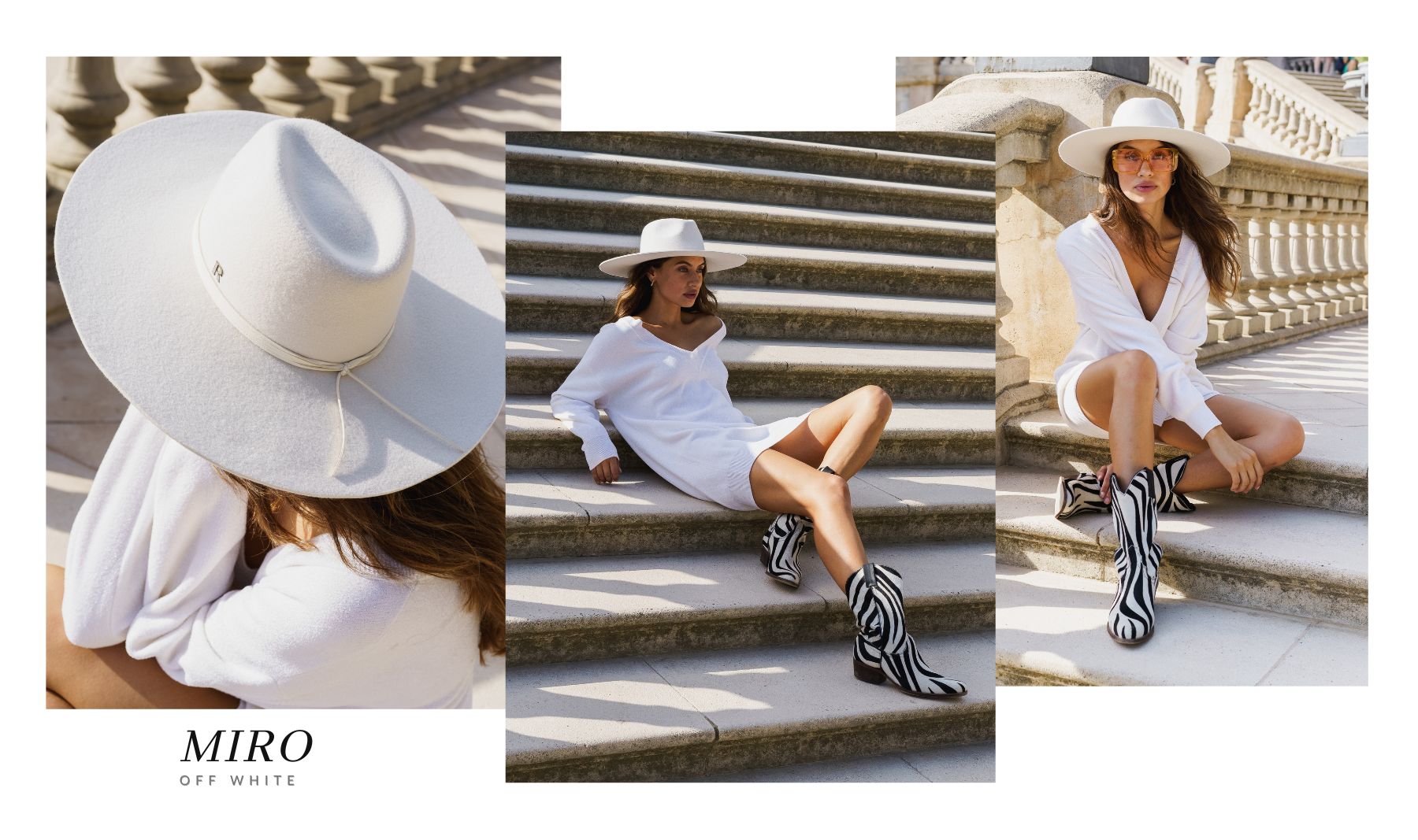 Women's Wide Brim Wool Felt Off White Hat - Miro