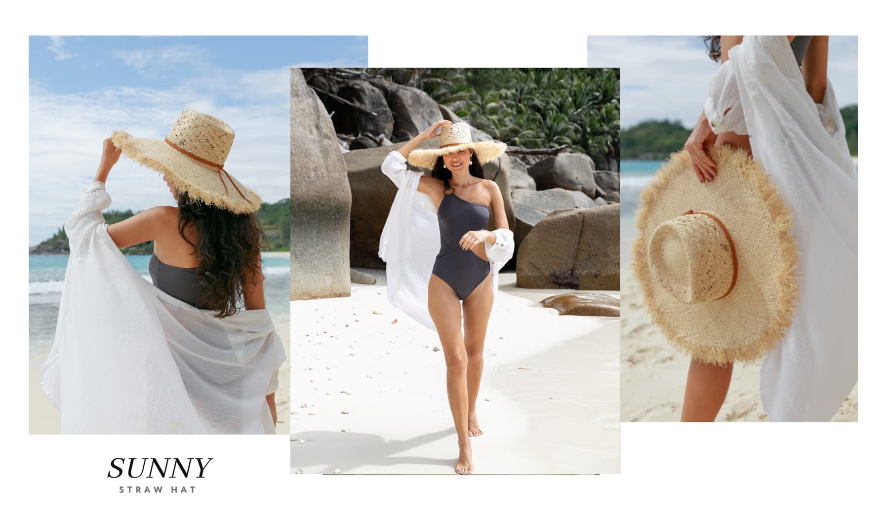 Sombrero Sunny de Verano para Mujer, elaborado en 100% Paja Natural, Estilo Fedora de Ala Ancha