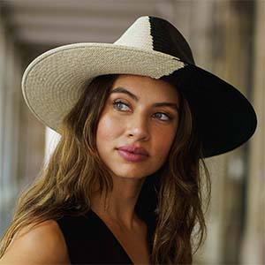 Chapeau bicolore pour femme Panama en paille de Toquilla 100% authentique